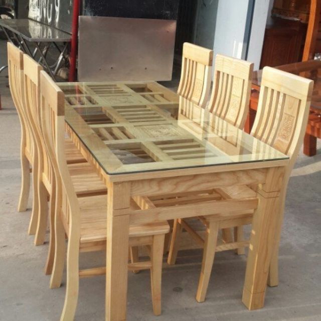Bộ bàn ăn 2 tầng 6 ghế,bộ bàn ăn cao cấp giá rẻ 2 MÀU