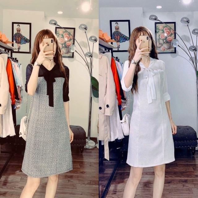 Đầm dạ xoè dáng A cổ nơ thiết kếvideo ảnh sàn