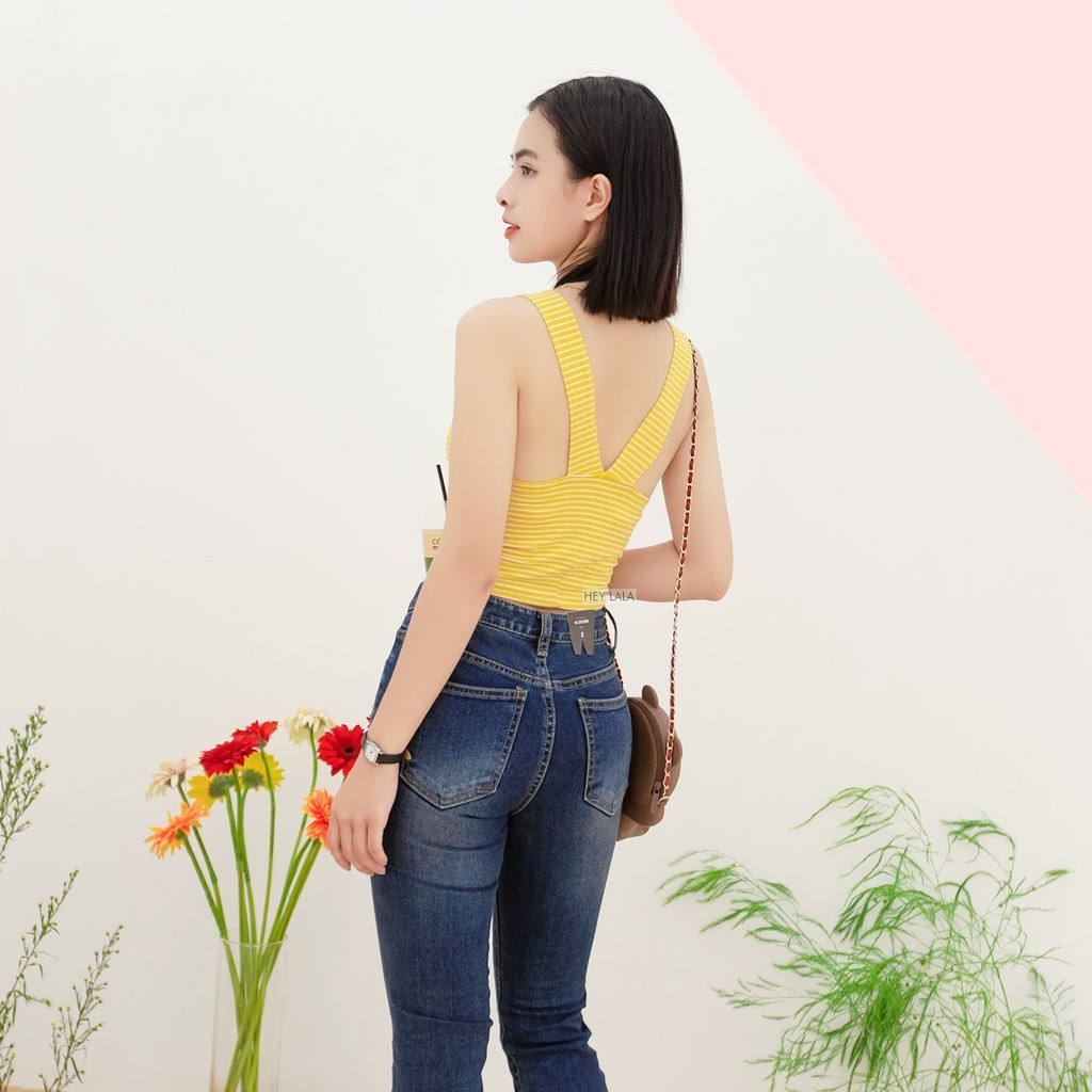 Áo ba lỗ kẻ ngang chất liệu cotton