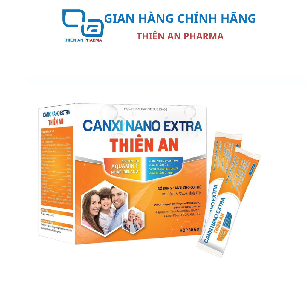 Canxi Nano Extra Thiên An Dùng Cho Trẻ Em Còi Xương Chậm Lớn Và Các Đối Tượng Cần Bổ Sung Canxi