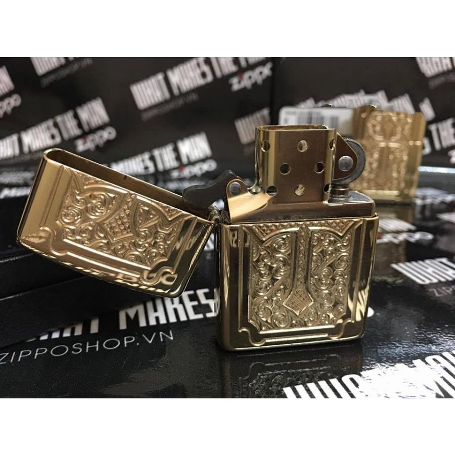 Bật Lửa Zippo Armor Eccentric High Polish Brass Armor Chính Hãng Usa