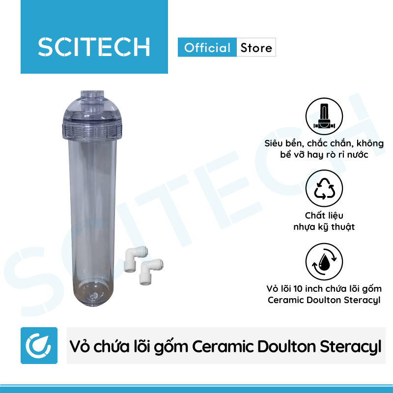 Vỏ lõi gốm Ceramic Doulton Steracyl 10 inch kèm 2 co nối - Hàng chính hãng