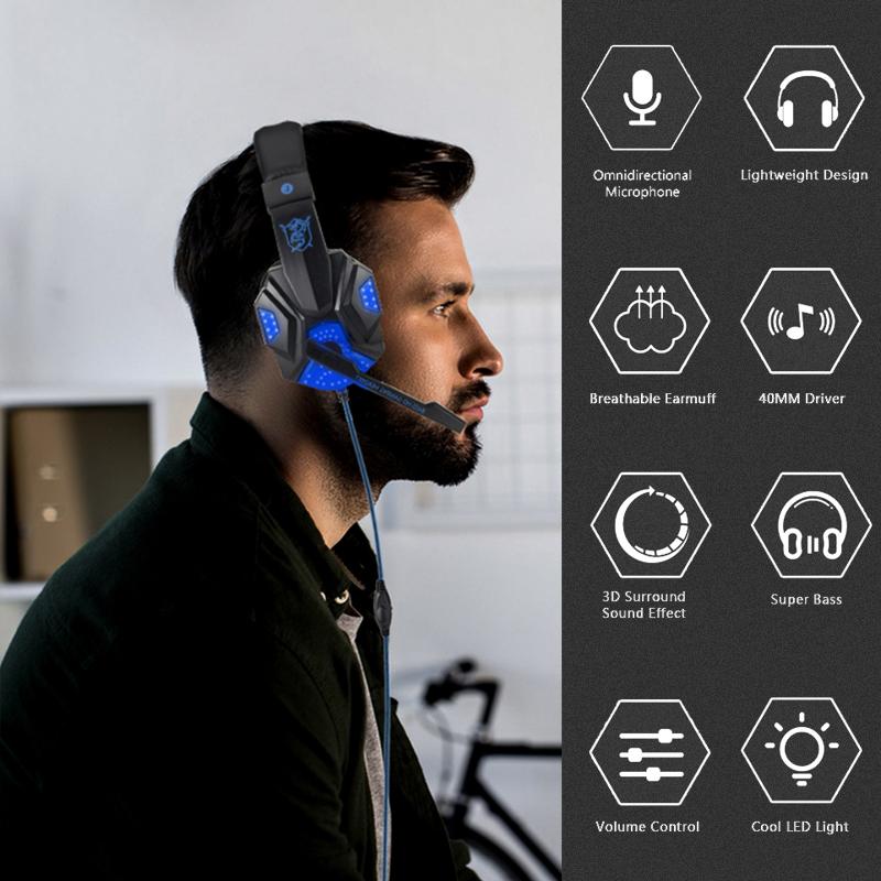 Chuyên Nghiệp Led Bass Game Thủ Tai Nghe Có Dây Kèm Mic Cho Công Tắc PS4 Máy Tính Chơi Game Trên Tai Tai Nghe Cho Tay Chơi Máy Tính
