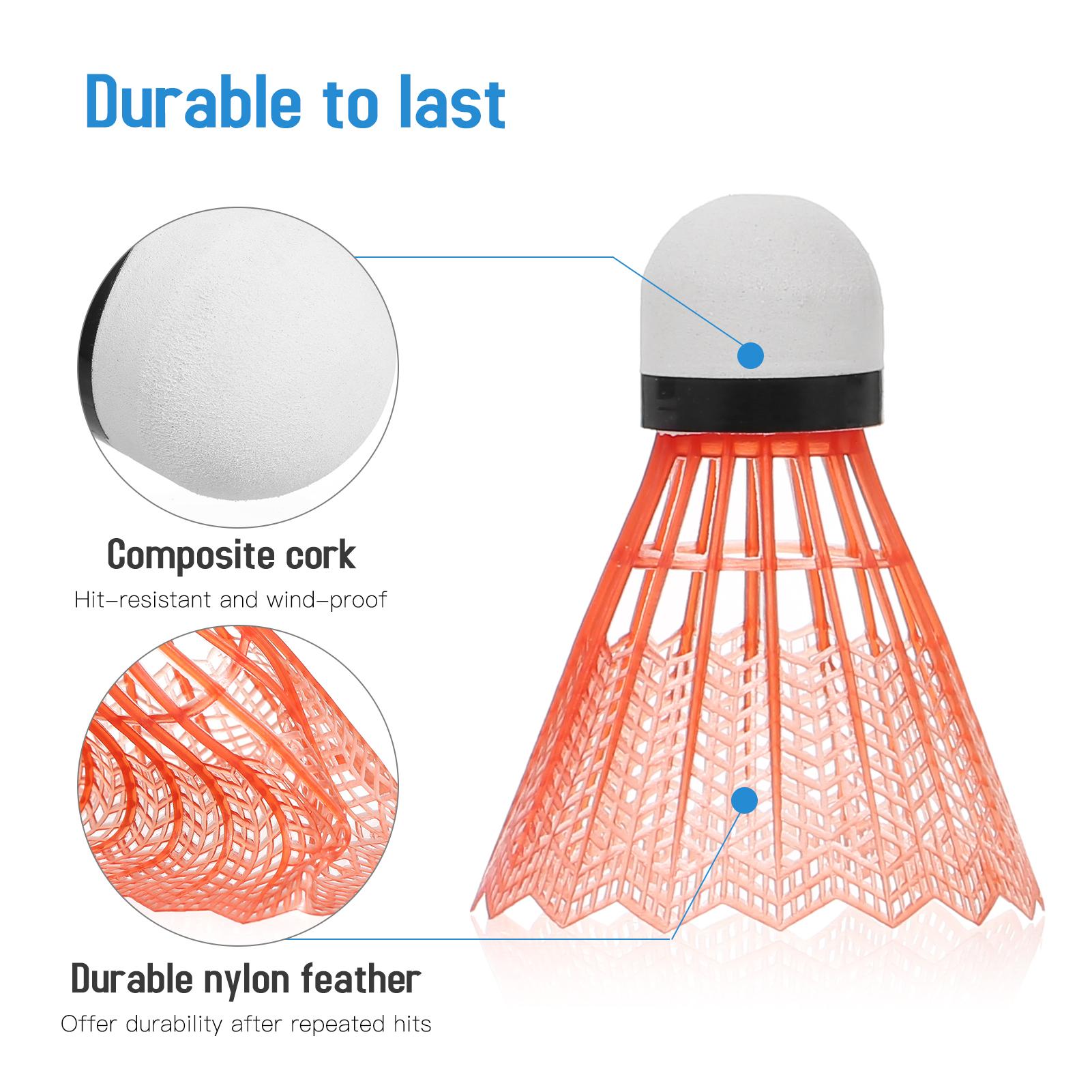 12pcs Nylon Shuttlecock Durable Plastic Badminton Shuttlecock Indoor Outdoor Sport Badminton Ball Windproof Shuttlecock