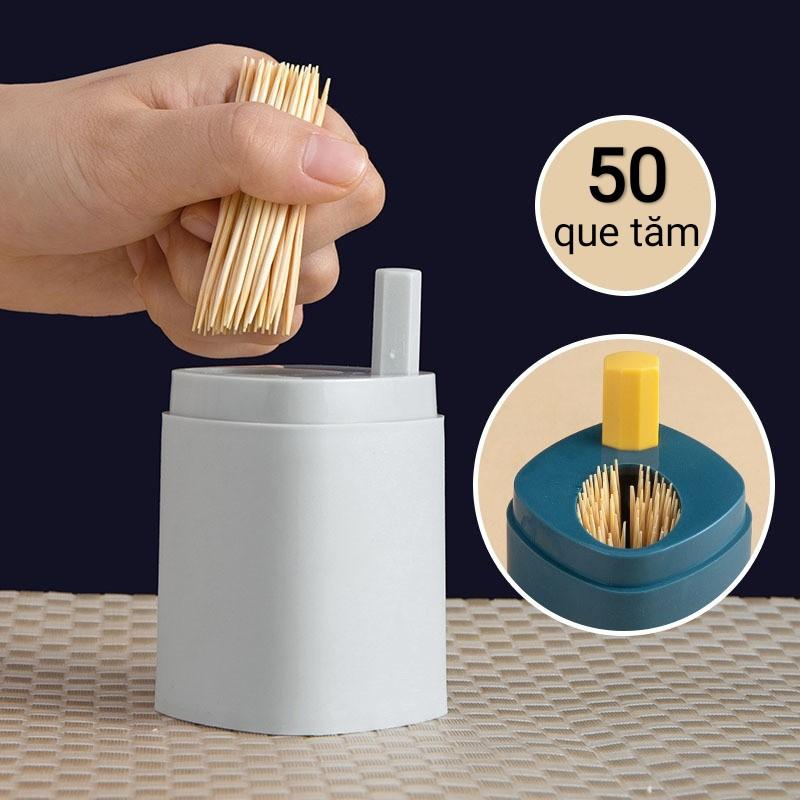 Hộp đựng tăm tự động, hũ tăm nhấn nút lấy tăm tiện lợi đủ màu