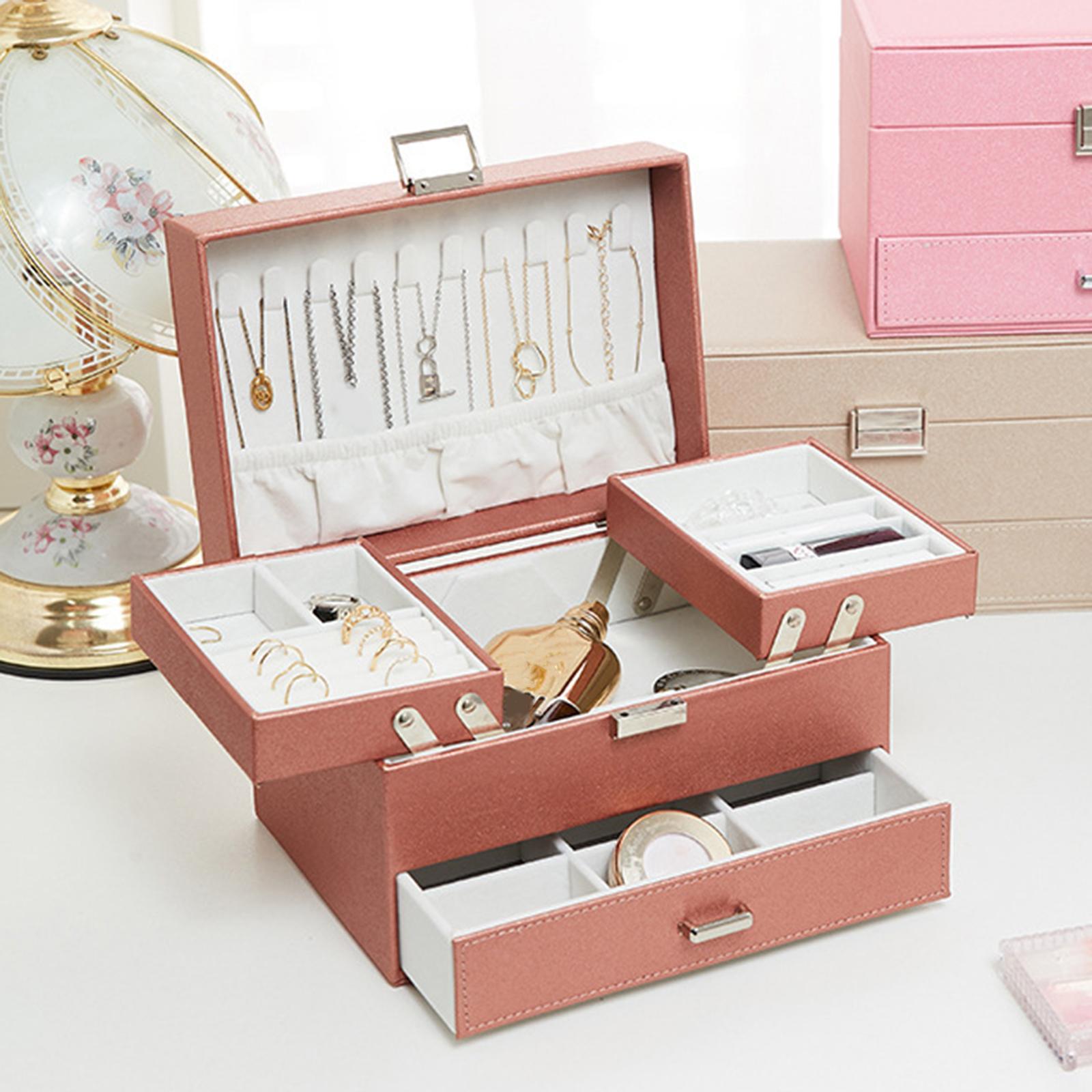 Jewelry Box Jewelry Case with Drawers Earrings Bracelets Rings Large Storage Capacity Necklace Organizer Jewelry Organizer for Women Girls