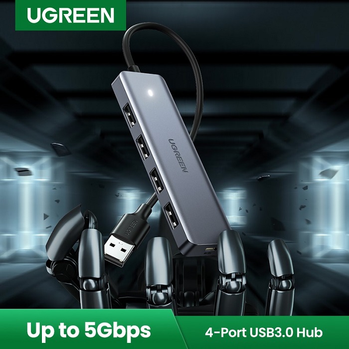 Hub chia 4 cổng USB 3.0 hỗ trợ cấp nguồn Micro USB chính hãng Ugreen 50985 hàng chính hãng