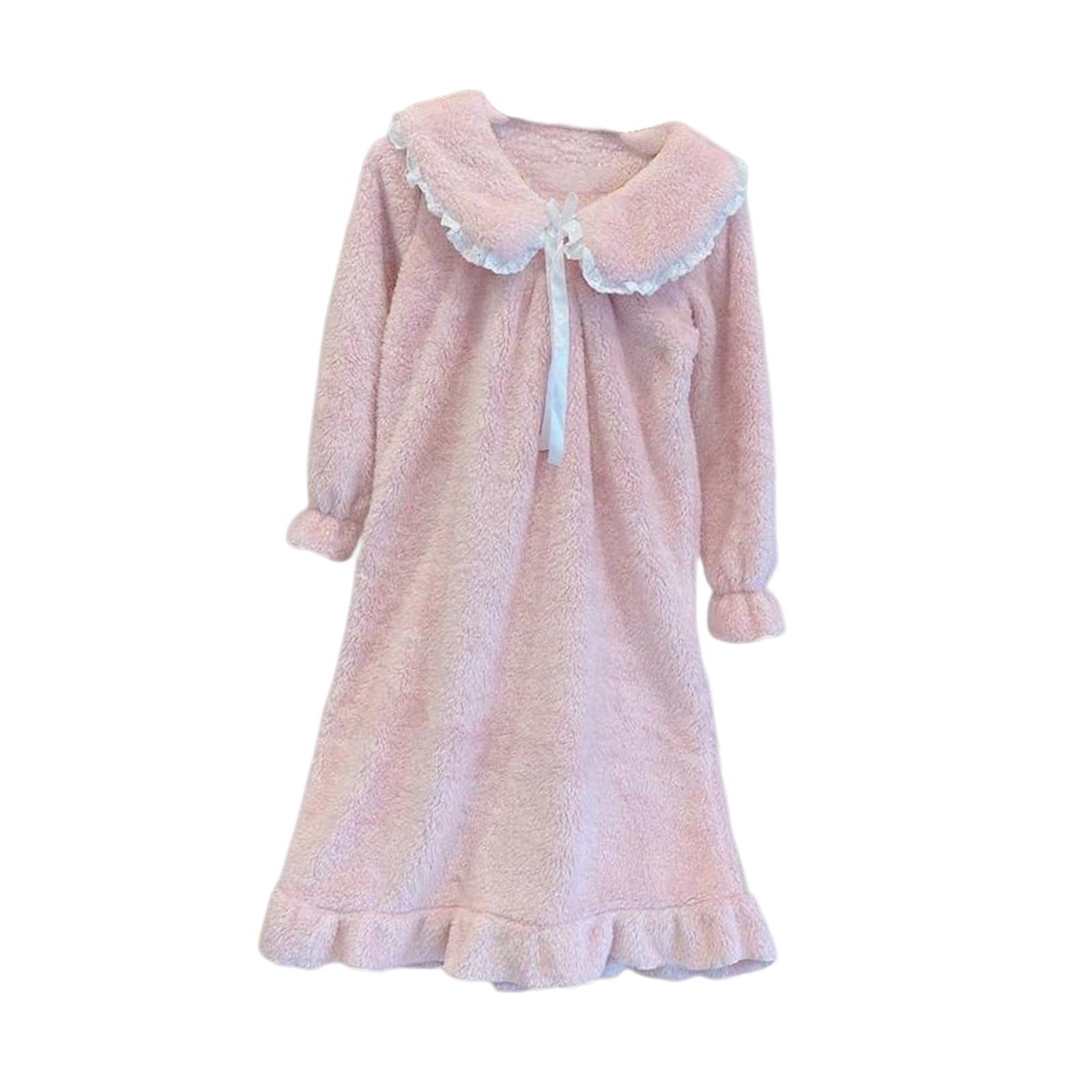 Women Nightdress Winter Plush Loose Fit Sleepshirt Lady Loungewear Nightgown