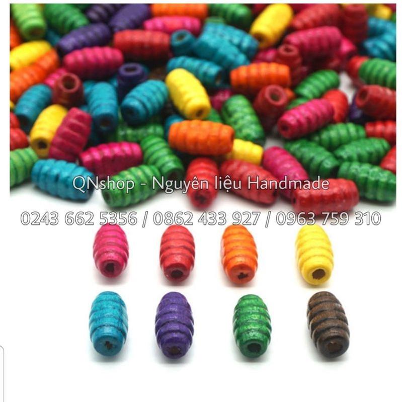 80 hạt gỗ tròn màu Pastel, các loại hạt gỗ trang trí...