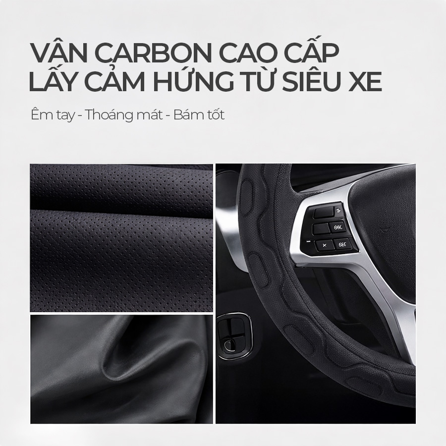 Bọc Vô Lăng CIND Y021 Size M Màu Đen Da PU Lõi TPE Chống Trượt Siêu Êm - Nhập Khẩu Chính Hãng