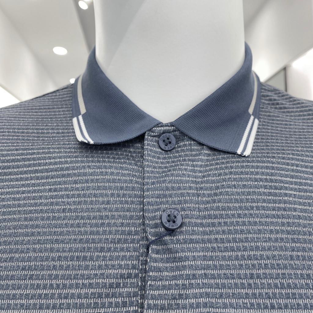 OWEN - Áo polo nam ngắn tay Owen chất thun lạnh màu xanh kẻ tăm 231216
