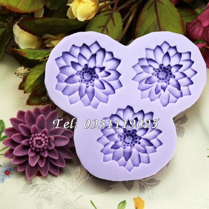 Khuôn silicon 3 hoa thược dược – Mã số 1710