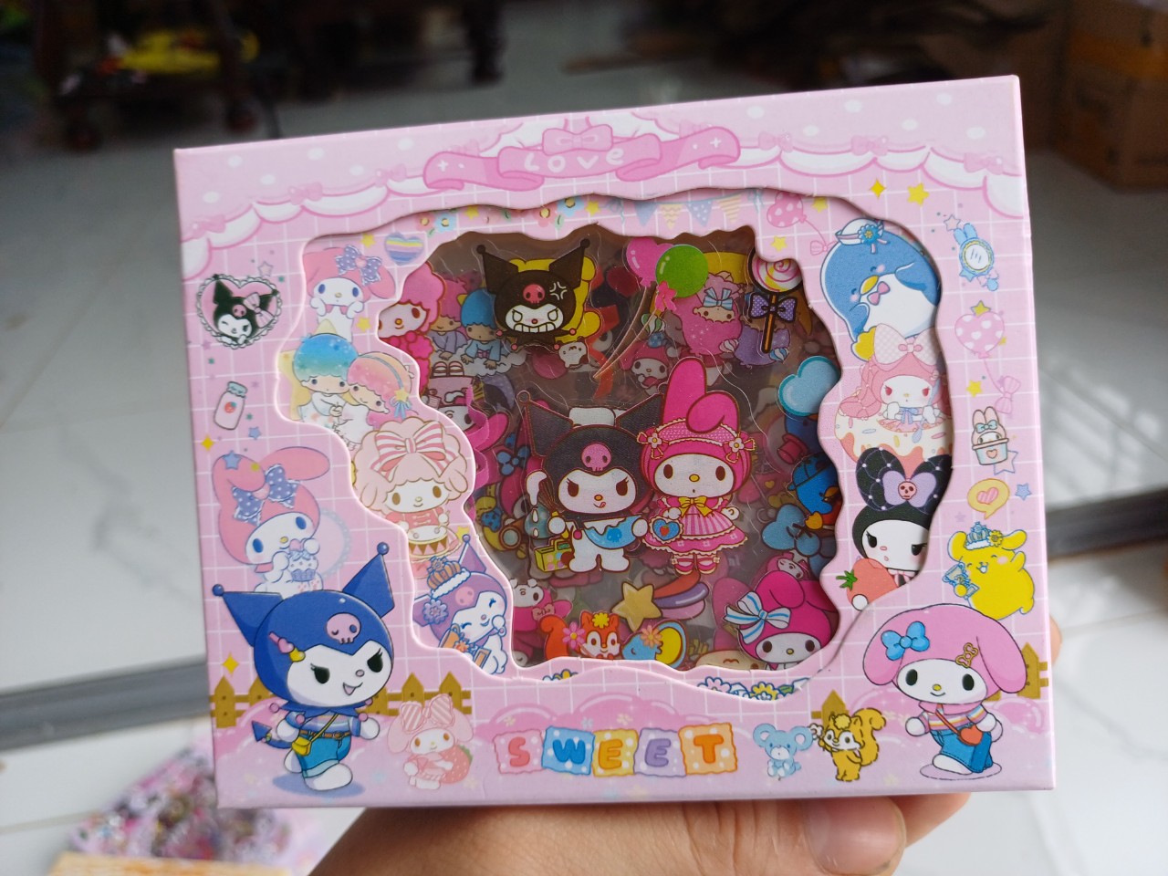 Đồ chơi hình dán sticker dễ thương kitty, gấu dẫu thỏ