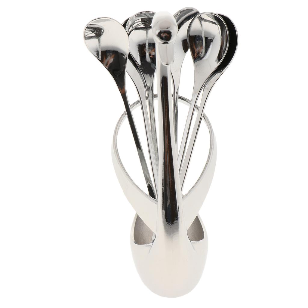 Swan Forks Spoons Dinnerware Set Base holder 6 spoon
