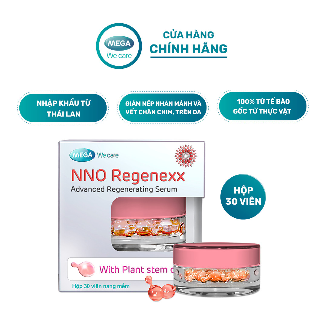 Serum mờ nếp nhăn, giúp da săn chắc - Tế bào gốc thực vật Iris &amp; Hibiscus - NNO REGENEXX Mega We Care (30 viên)