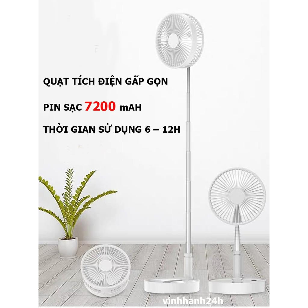 Quạt sạc tích điện gấp gọn GIÁ RẺ - Có Điều Khiển Từ Xa - Pin 7200 MaH - Mã ZK