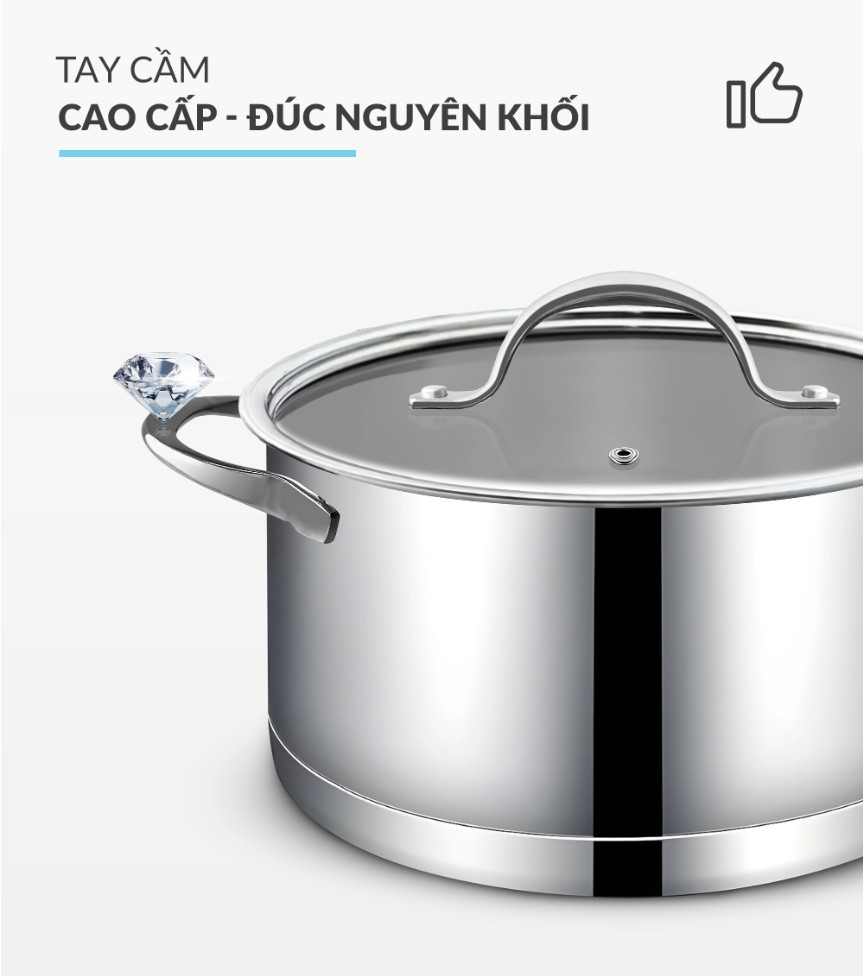 Bộ Nồi Hàn Quốc Haatz Jang Taste Inox 304 Cao Cấp JAT3 (16/20/24cm) – Đúc Liền Khối, Đáy 4 Lớp - Hàng Chính Hãng Bảo Hành 5 Năm