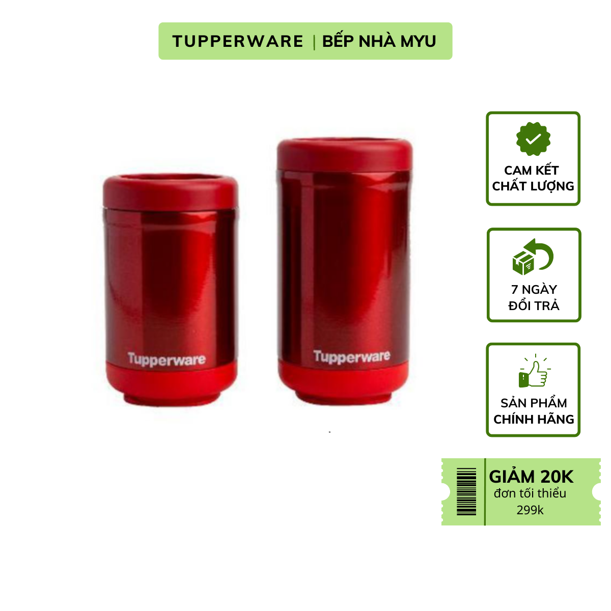 Bình Giữ Nhiệt Tupperware Stacking Thermal 350ml - Hàng Chính Hãng