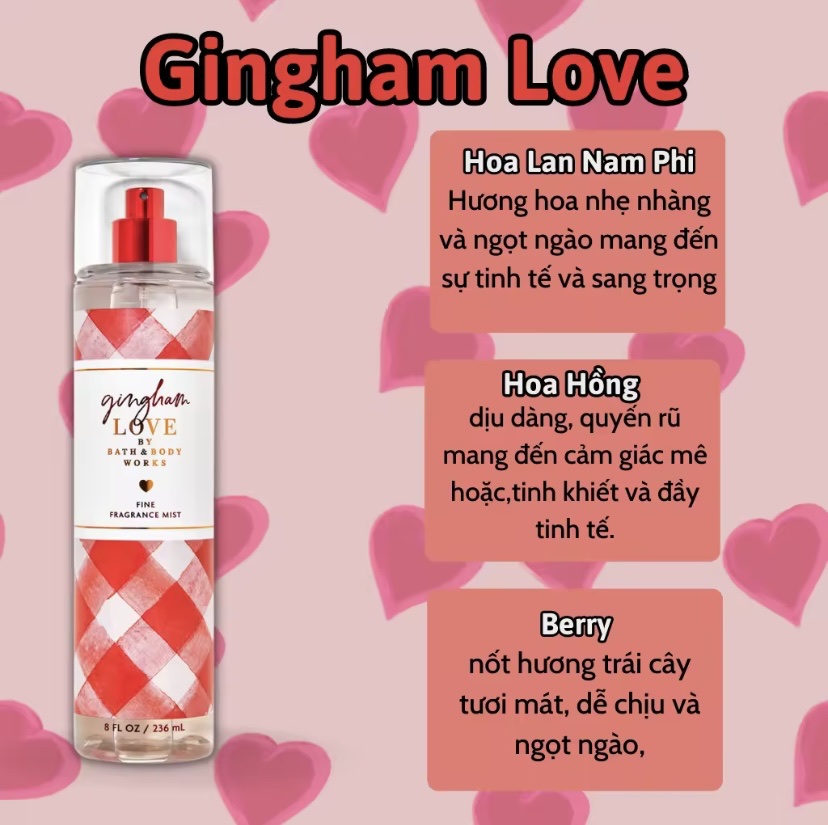 Body Mist Gingham Love 236ml - Bath and Body Work Gingham Love Chính Hãng