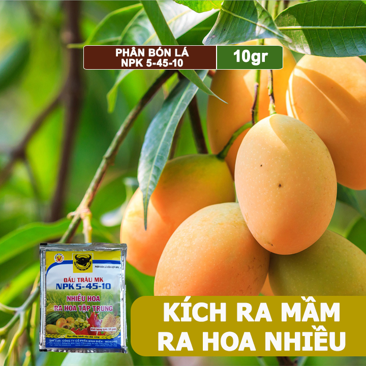 Phân Bón Npk 5-45-10, Greenhome, Đầu Trâu, Gói 10Gr, Phân Bón Kích Ra Hoa, Đậu Trái
