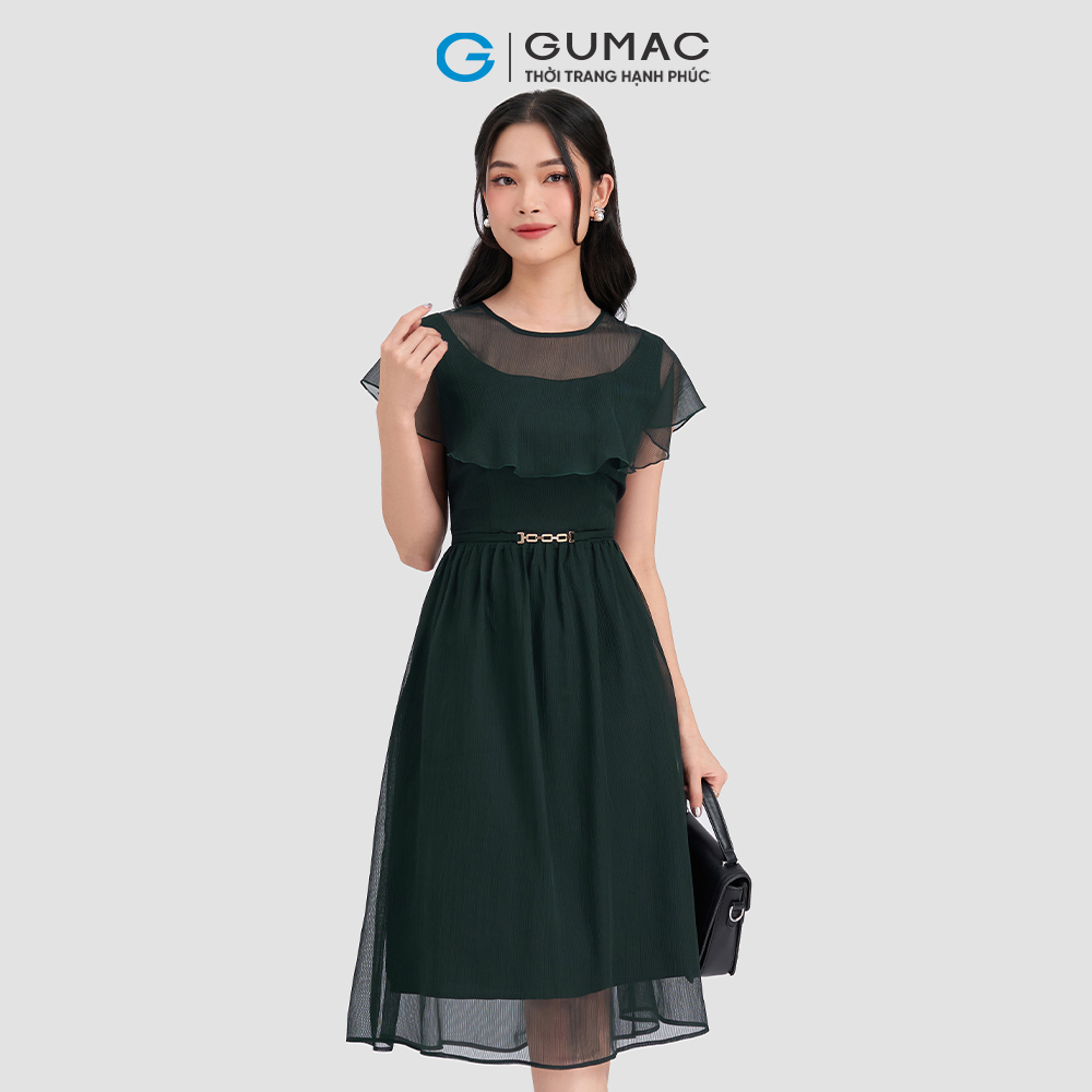 Đầm kiểu bèo vai GUMAC DD03034