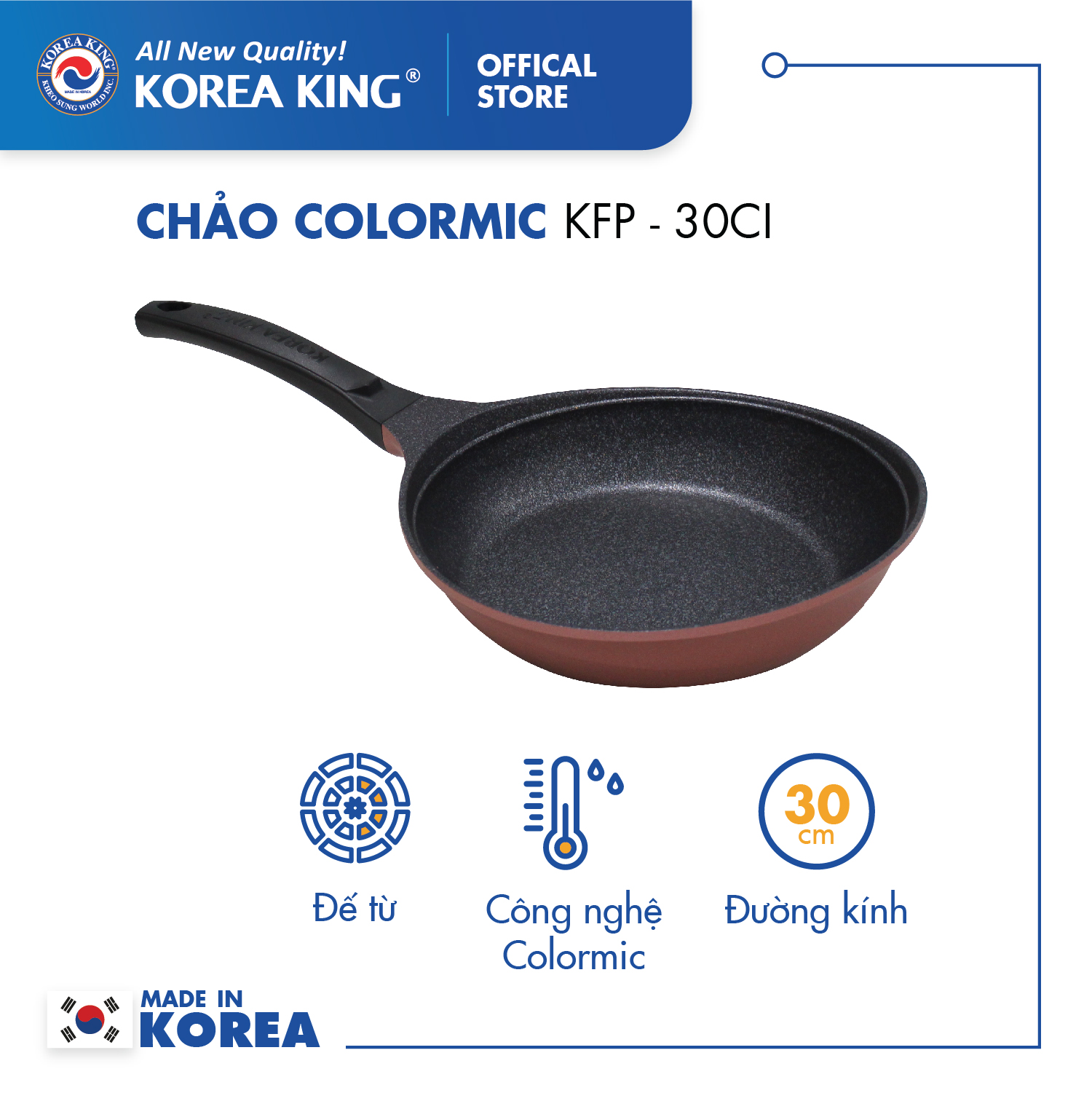 Chảo cạn Colormic Korea King KFP-30CI (size 30cm) - Hàng chính hãng