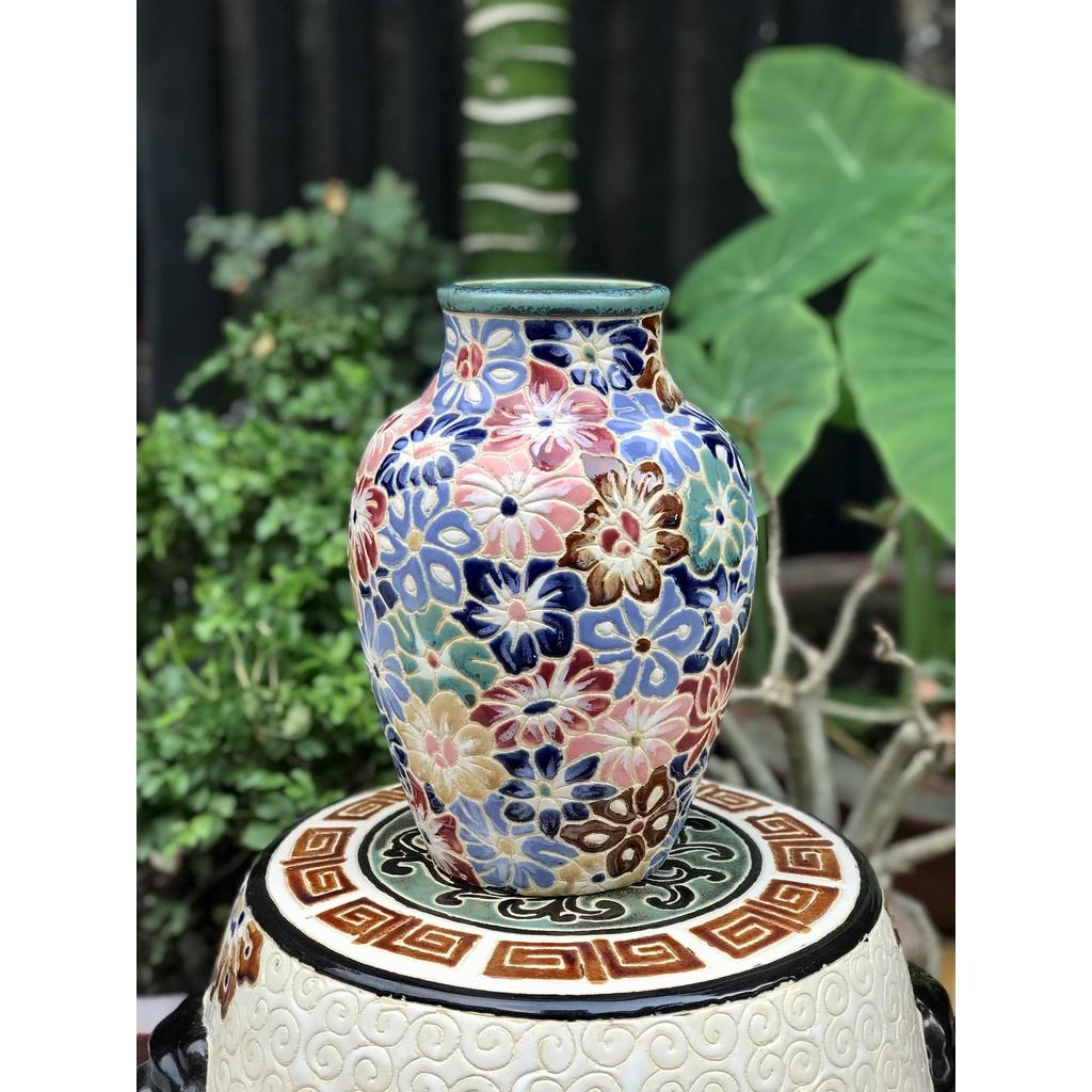 Bình Bách Hoa Gốm Sứ Nam Bộ 27cm