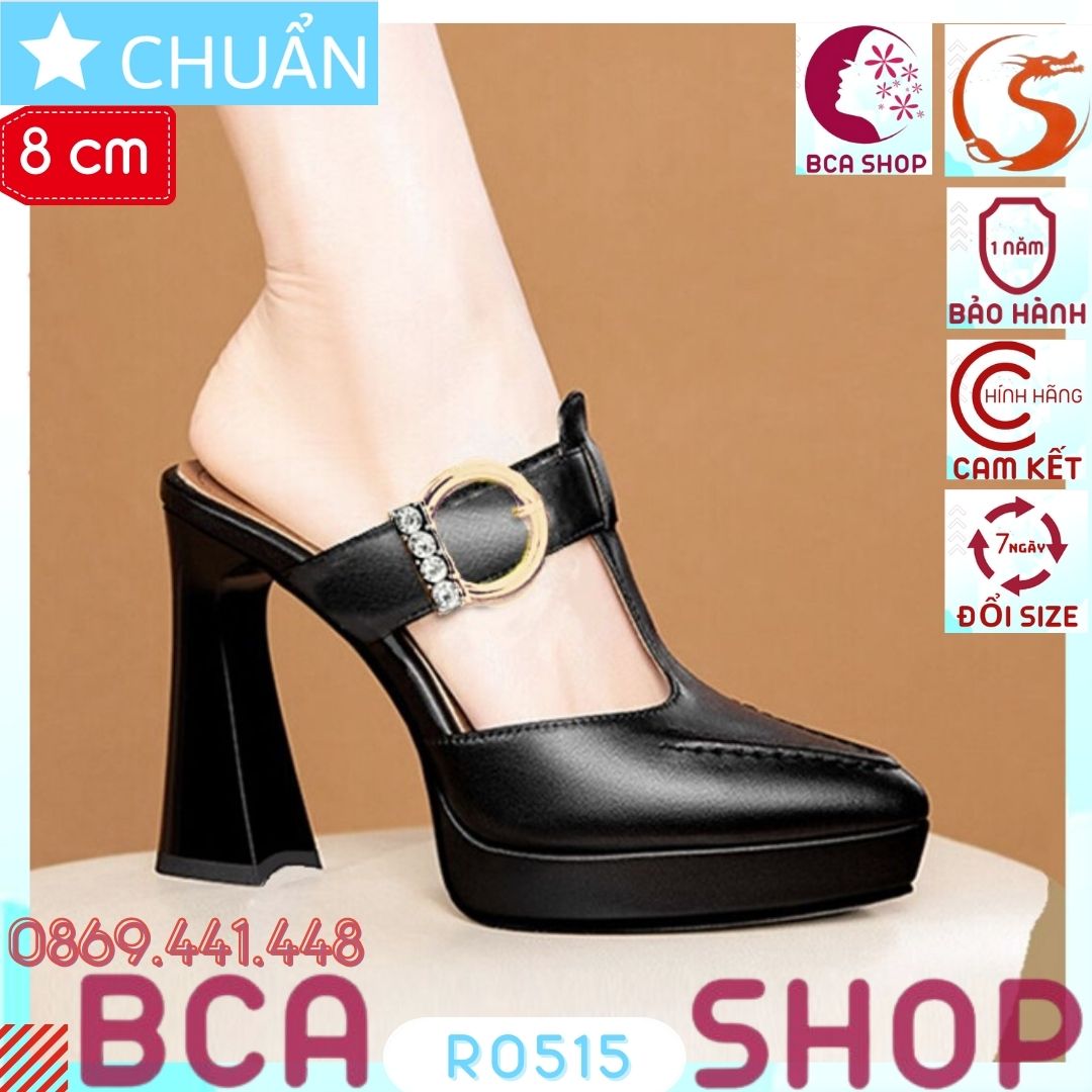 Giày cao gót nữ hở mũi 8p RO515 ROSATA tại BCASHOP đế đúp mang êm chân và tôn dáng cực kì - màu đen