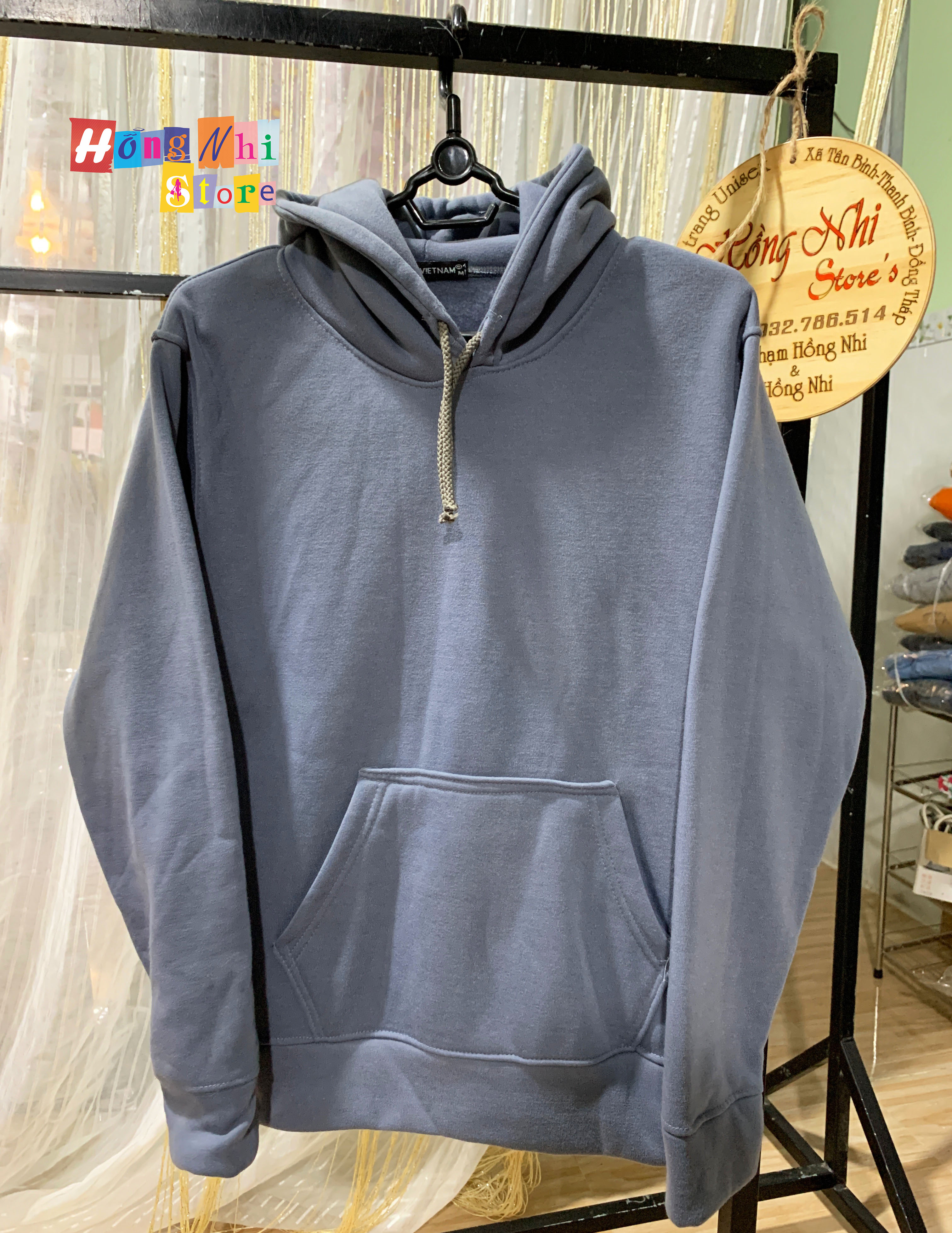 Áo Hoodie Trơn Màu Xám Đậm Cao Cấp Dáng Rộng Unisex Nam Nữ Mặc Được - MM