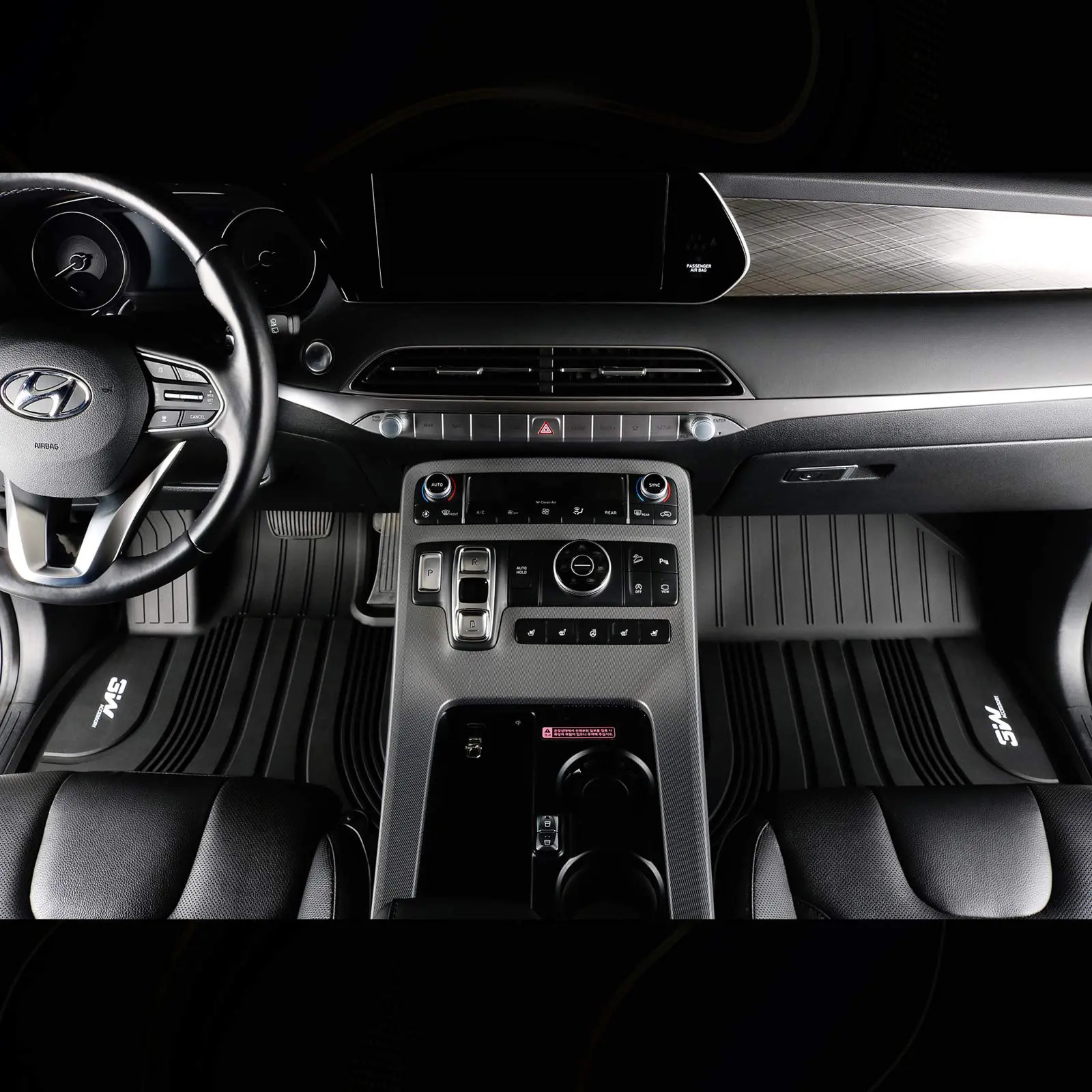 Thảm lót sàn xe ô tô Hyundai Palisade Nhãn hiệu Macsim 3W chất liệu nhựa TPE đúc khuôn cao cấp - màu đen