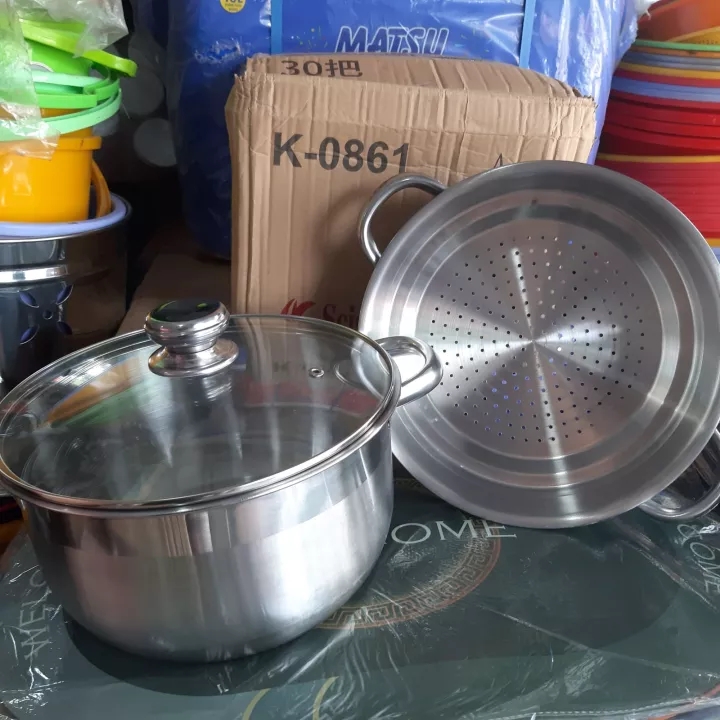 BỘ XỬNG HẤP INOX 26CM NẮP KÍNH