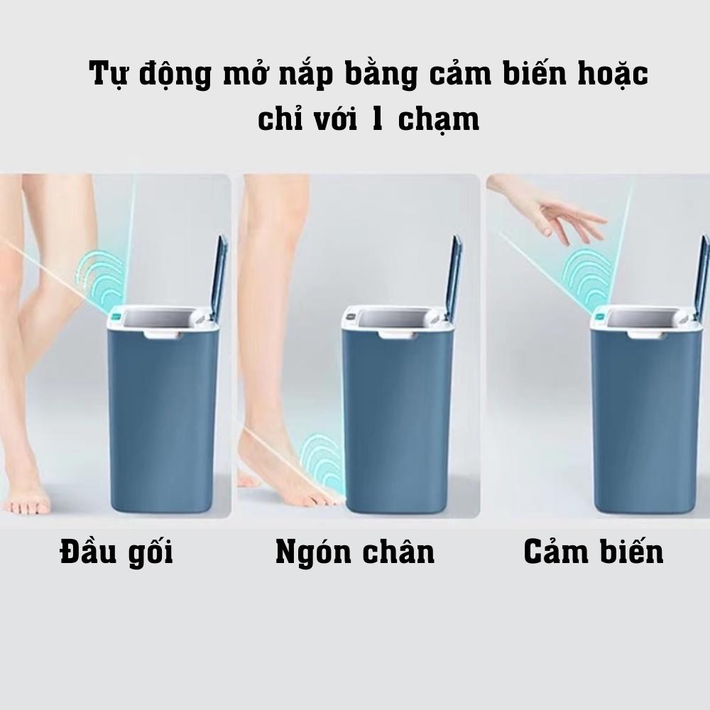 Thùng đựng rác thông minh tự động cảm biến hồng ngoại dung tích 14l sac điện