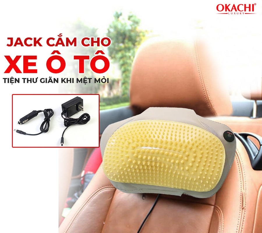 Gối massage hồng ngoại đau vai cổ lưng Shiatsu OKACHI JP-568E