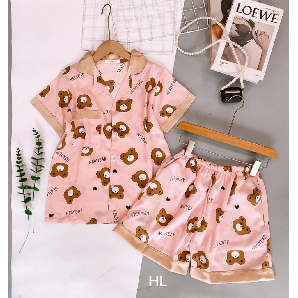 Bộ Đồ Ngủ Pijama Mặc Nhà Chất Lụa Mango Cao Cấp Tay Cộc Quần Đùi,Đồ Bộ Nữ Mặc Nhà Giá Rẻ