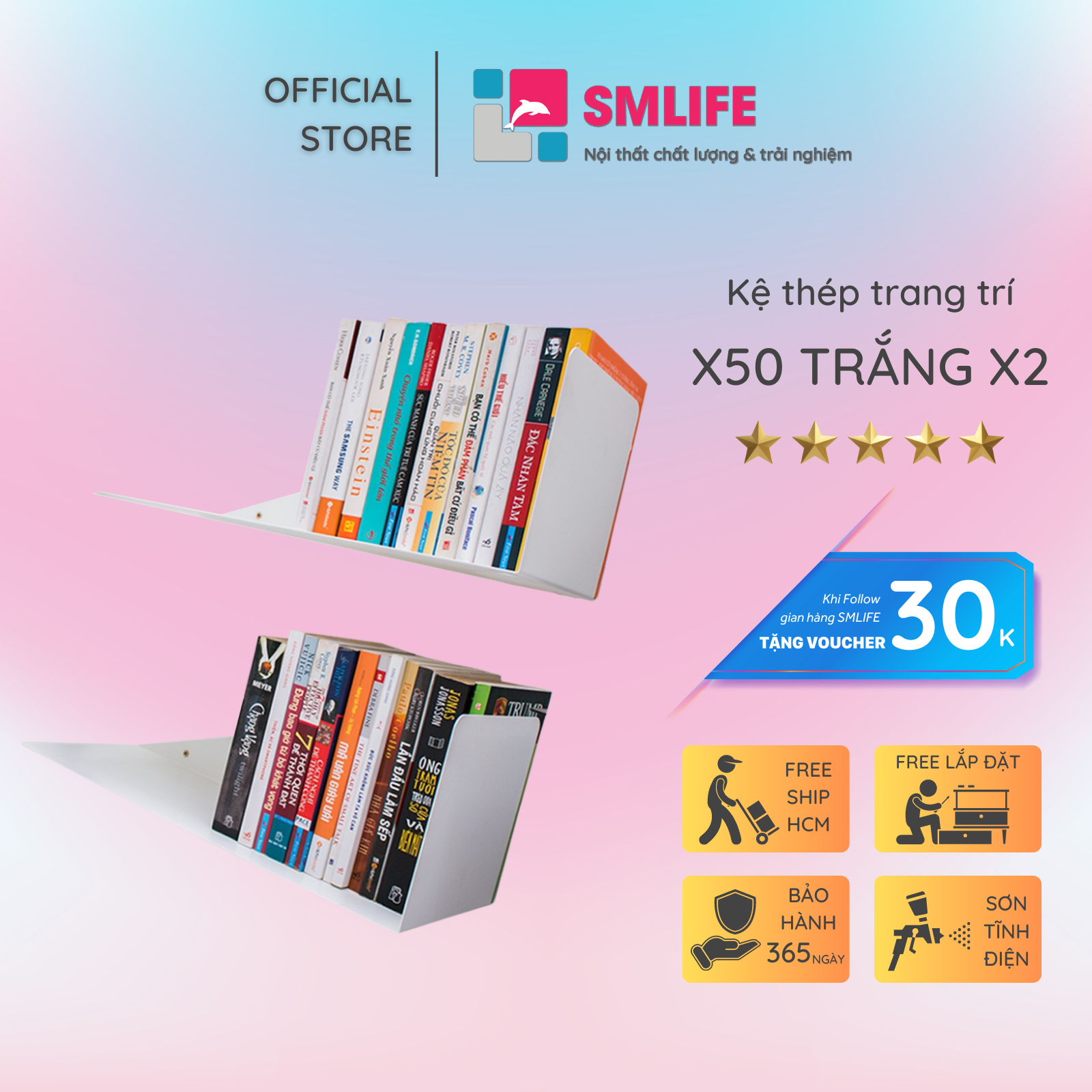 Kệ sách treo tường X50