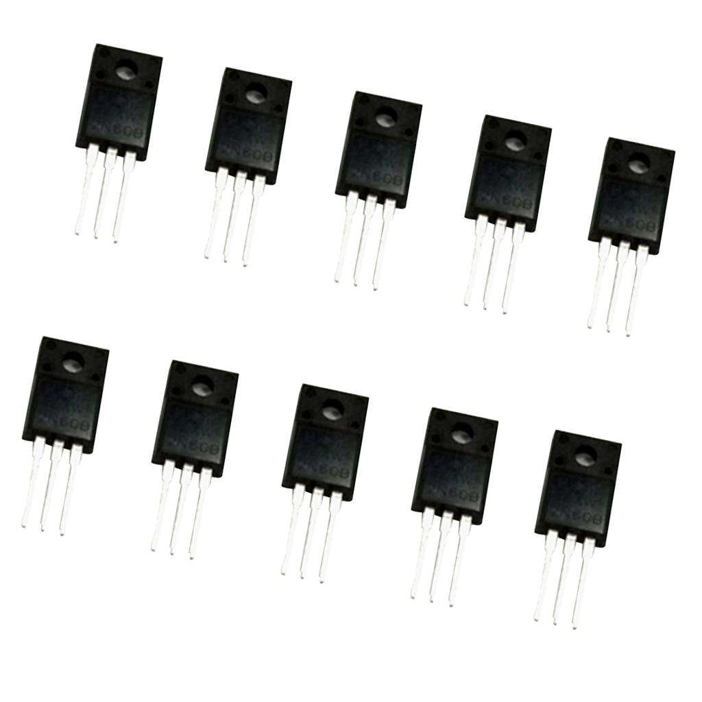 10 Chiếc 2A 600V 2N60 MOSFET N Kênh Transistor Hiệu Ứng Trường TO-220F Silicon Chip đồng Khung, Kẹo Cao Su Chấ