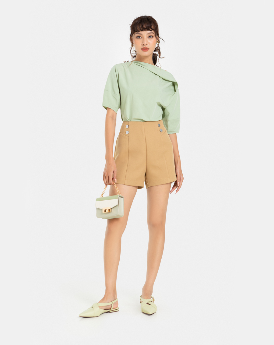 Quần Short Thời Trang JUNO Lưng Cao Đính Nút JNQSH006