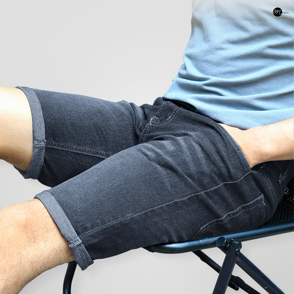 Quần Jean Short Nam Màu xám Cao Cấp Co Giãn Form Dáng Ôm Skinny Trẻ Cực Cool