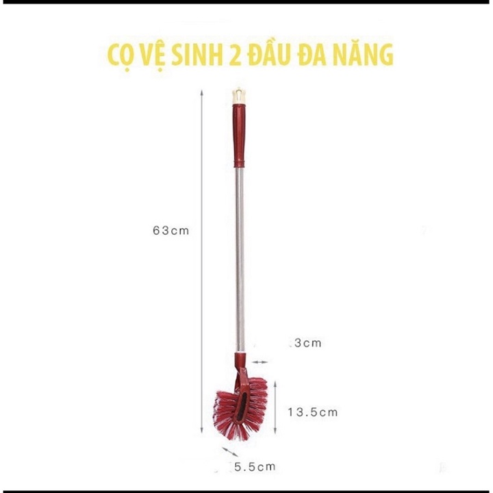 Cọ vệ sinh bồn cầu, tolet 2 đầu cán inox dài siêu chắc chắn và tiện dụng