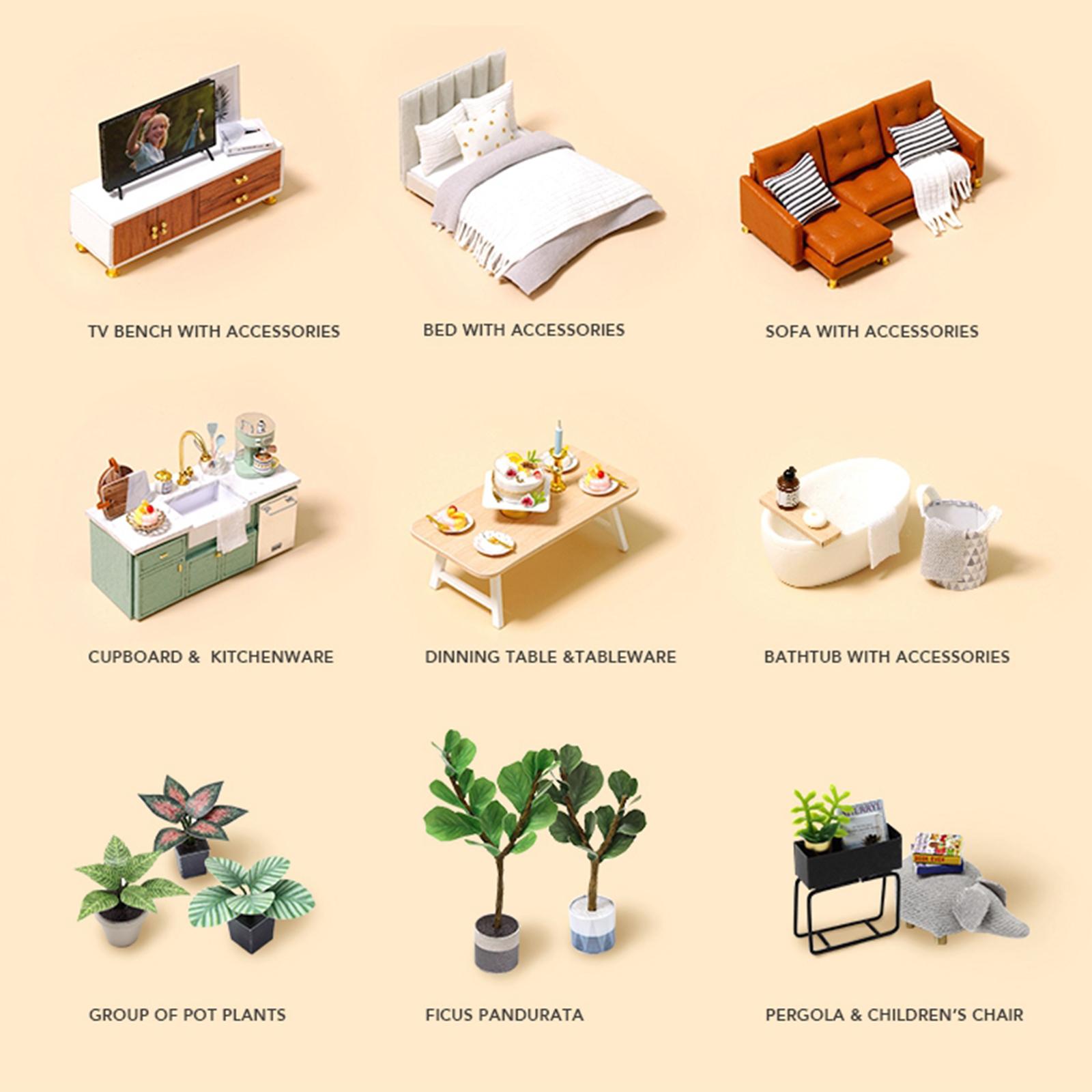 DIY Miniature Dollhouse Kit with Furniture Wooden House Without Dust Proof