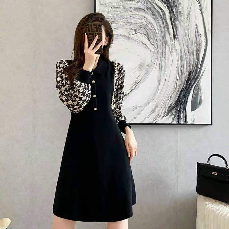 HÀNG NHẬP - ĐẦM LEN PHỐI LỤA ZICZAC