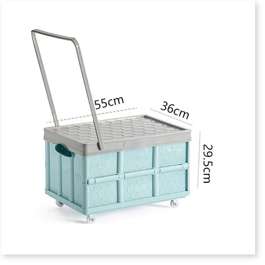 Hộp đựng đồ có thể quay lại có bánh xe và nắp đậy 55L - tặng túi đựng chống thấm