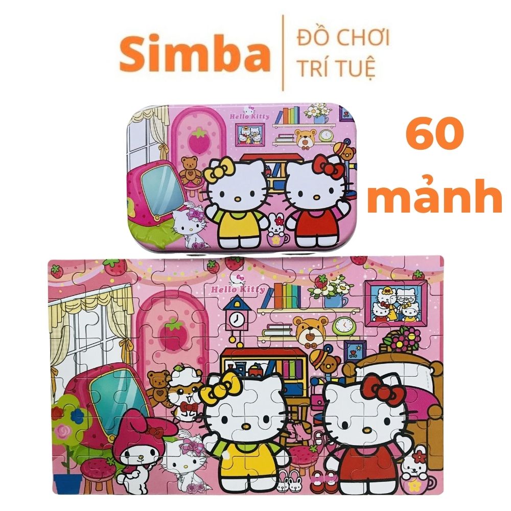 Ghép hình 60 mảnh bằng gỗ hộp thiếc đồ chơi nhiều chủ đề cho bé tự chọn