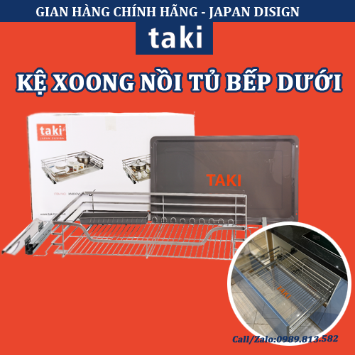 Giá Để Xoong Nồi Tủ Bếp Dưới TAKI NAN DẸT INOX Không Gỉ 304 - Ray Âm Giảm Chấn Cao Cấp - BẢO HÀNH VĨNH VIỄN - Có Thợ ắp