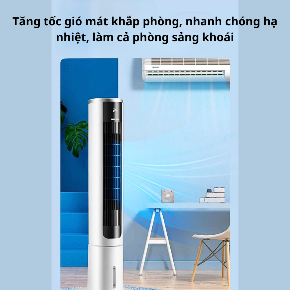 Quạt làm mát không khí mini, quạt tháp hơi nước có điều khiển từ xa - TẶNG gel đá làm mát