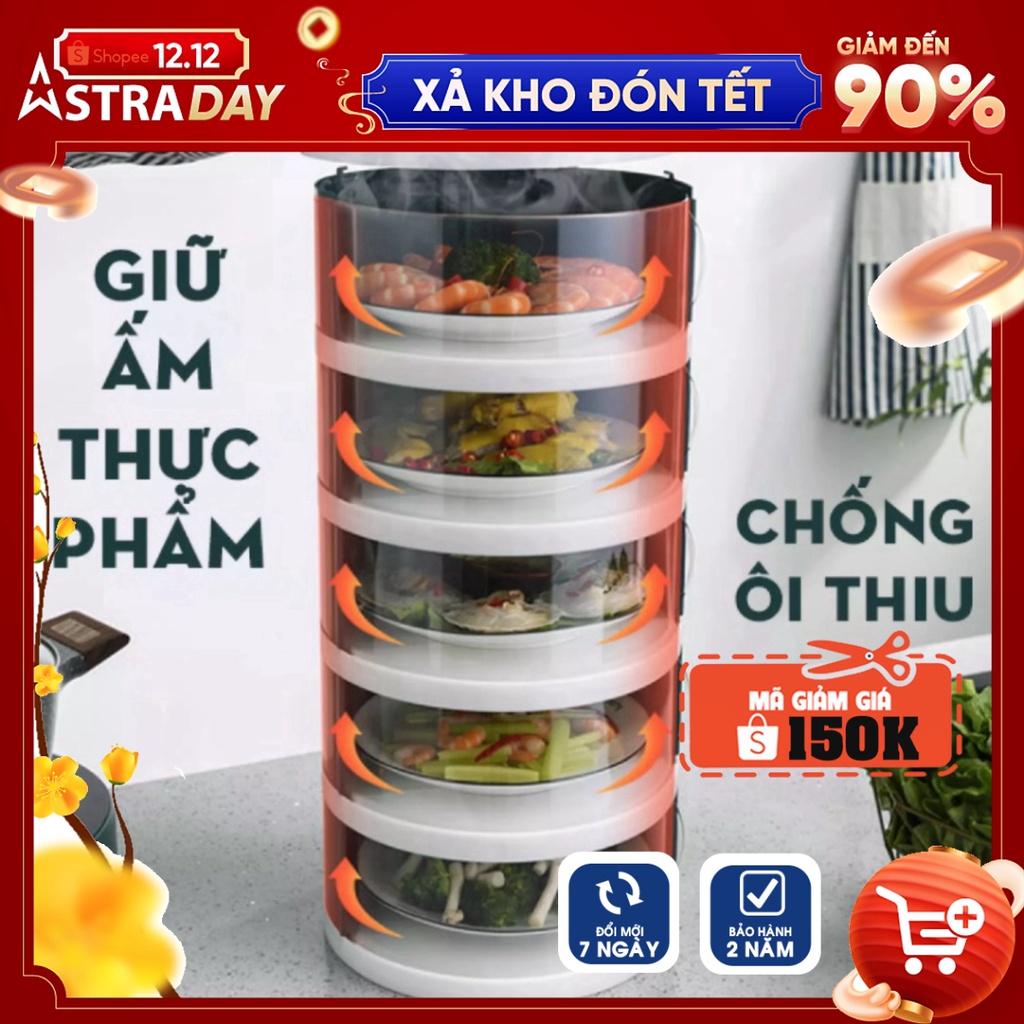 [Hàng Chính Hãng] Lồng bàn nhiều tầng giữ nhiệt gấp gọn thông minh đậy thức ăn nhựa trong suốt - Lồng bàn THÔNG KHÍ giữ