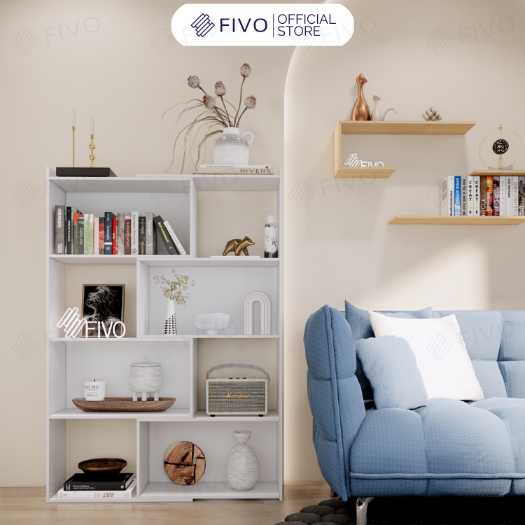 Kệ Sách Gỗ Để Sàn FIVO FB71, Với Tính Năng 2IN1 Đóng Mở Tùy Thích, Nhiều Ngăn Chứa Đồ Rộng Rãi - 4 Tầng