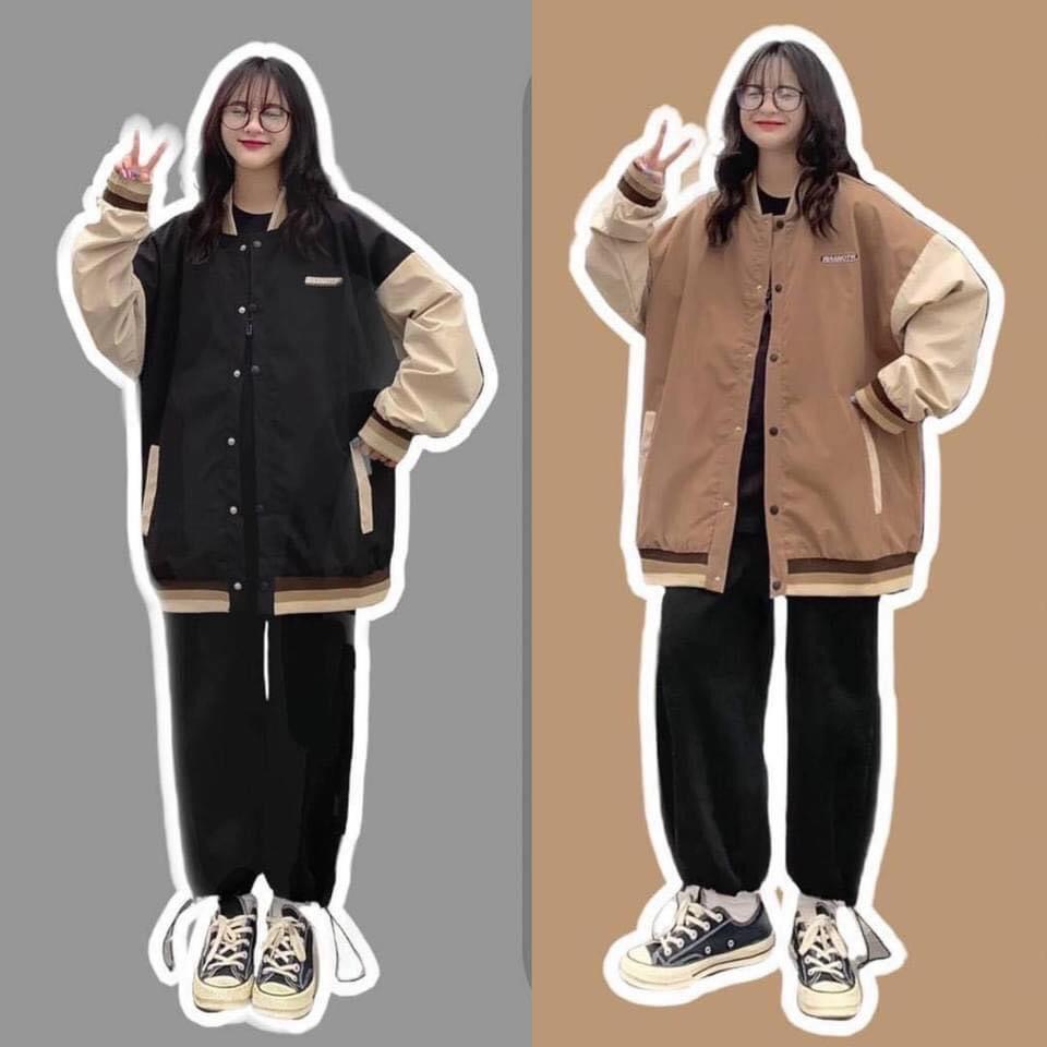 Áo khoác bomber THÊU Wanstop unisex form rộng bóng chày nam nữ ulzzang Kun