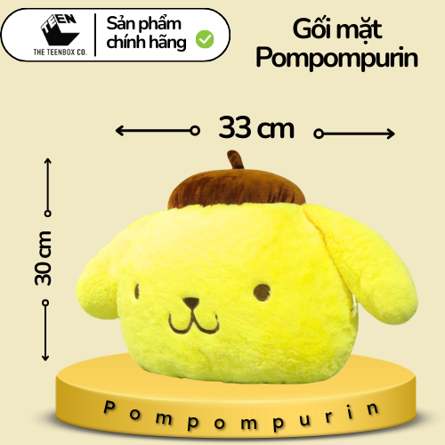 Gối mặt Pompompurin, Gấu Bông Sanrio Chính Hãng, Quà tặng đáng yêu, Sản phẩm chính hãng, Phân phối bởi Teenbox