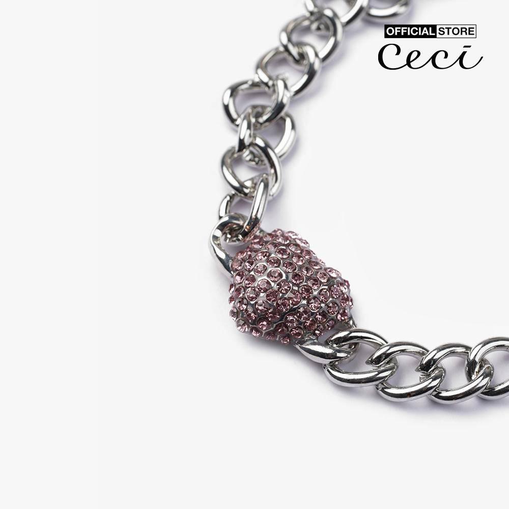 CECI - Vòng đeo tay nữ chuỗi xích phối mặt trái tim CC3-01000059-13